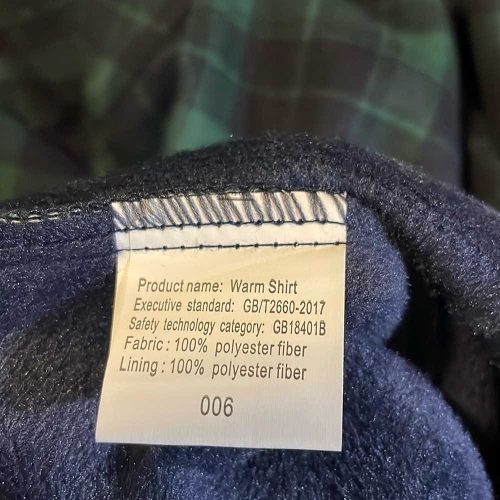 Plaid Button Down Polyester Fiber Shirt, Men’s XL, Green Navy - Picture 6 of 6